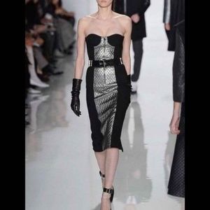 QUILTED PANEL BOUCLE CREPE SHEATH DRESS